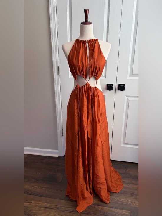 cult gaia Dresses & Skirts - Cult Gaia Orange Amber Thera Cut-Out Maxi Dress Gown, Size Large
